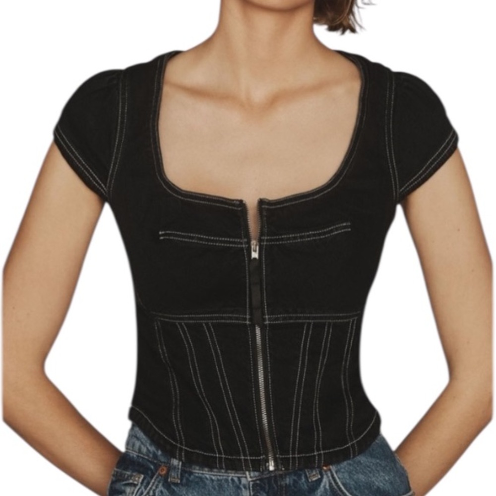 Pilcro Contrast Stitch Corset Top S